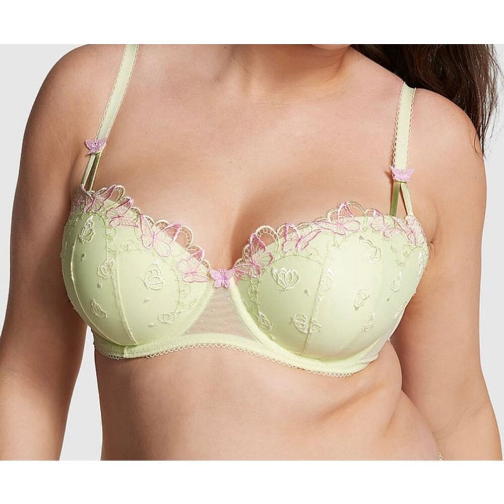 Victoria’s Secret PINK limited edition butterfly green and pink push-up bra 32DD
